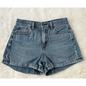 American Eagle Light Wash High Rise Pleated Cuffed Mom Shorts Size 4